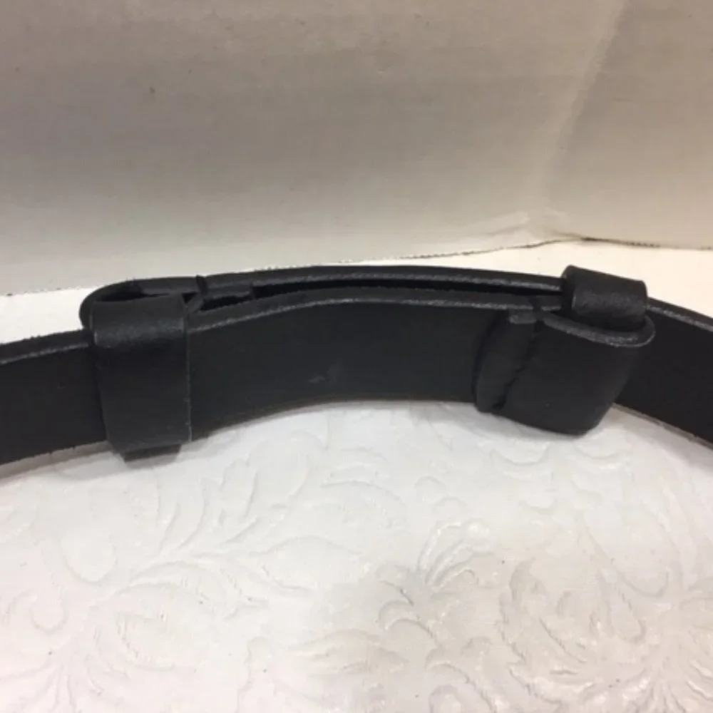 Chico's Black Genuine Leather Fashion Adjustable Silver Buckle Belt Size S/M